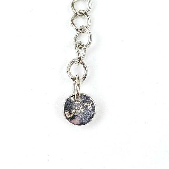 Loft Multi Strand Mixed Media Necklace Beads Rhinestones Chains Silver Yellow - Picture 10 of 11